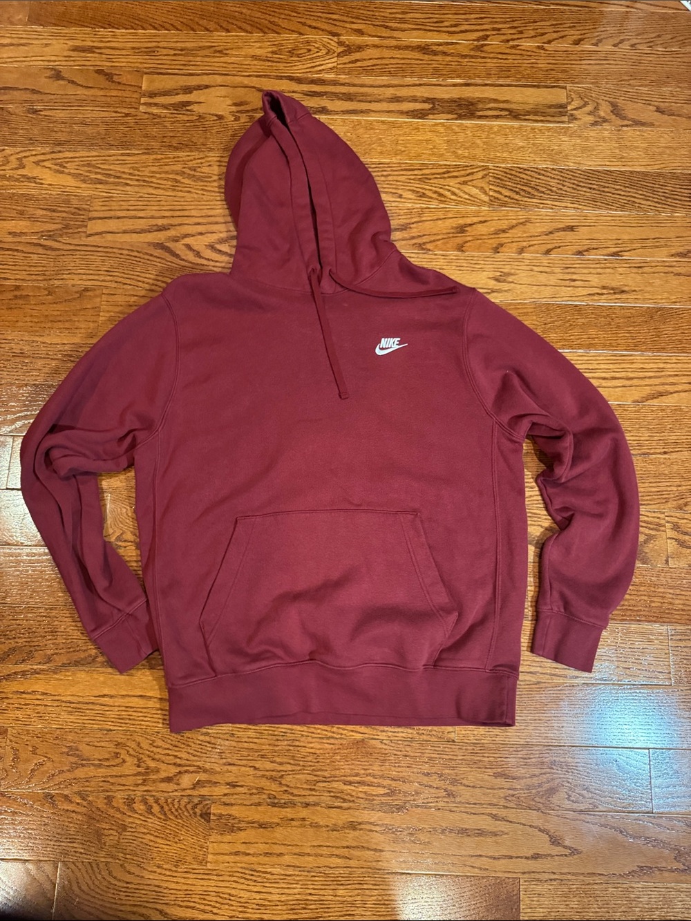 Nike Maroon Pullover Hoodie with White Swoosh